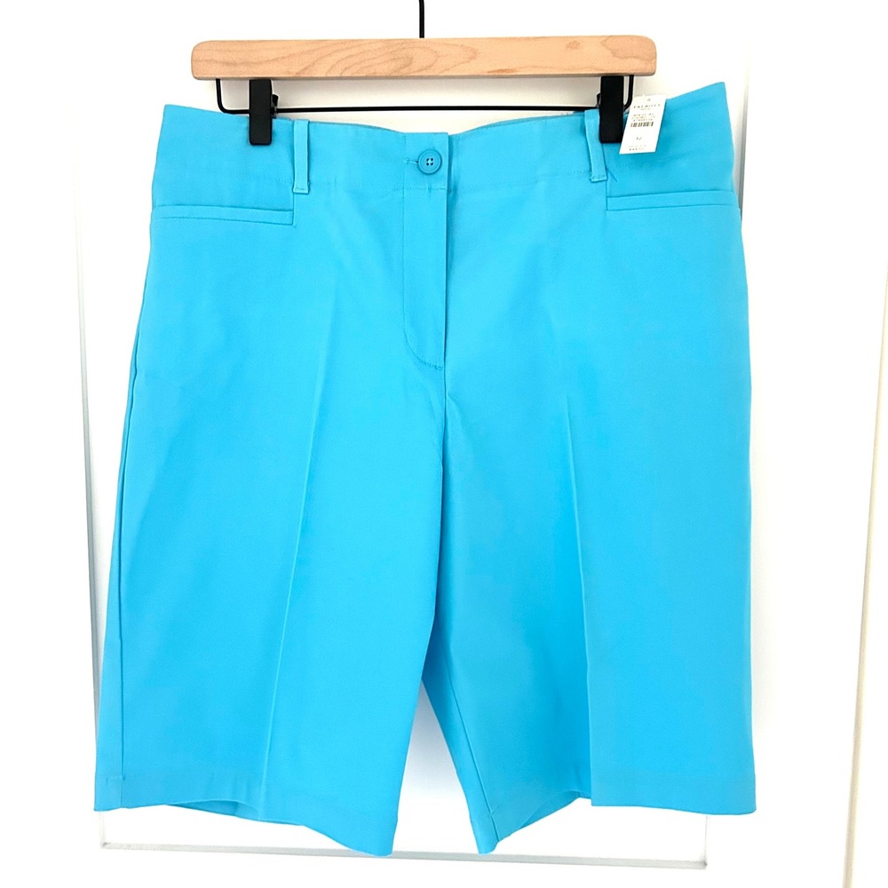 NWT Talbots Women's Turquoise Blue Cotton Stretch Bermuda Shorts Size 12 - Picture 2 of 11
